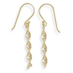   14K Gold over Sterling Silver Spiral Bar Dangle Drop Earrings Jewelry