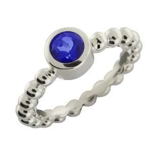    0.60 Ct Round Blue Mystic Topaz Argentium Silver Ring: Jewelry