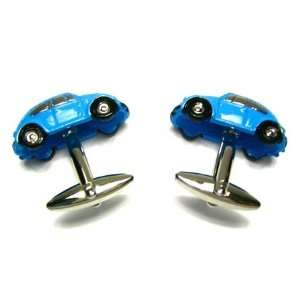  Blue Classic VW Beetle 3D Diecast Car Cufflinks: Jewelry