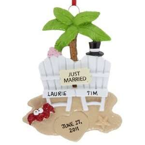  Personalized Beach Wedding Christmas Ornament: Home 