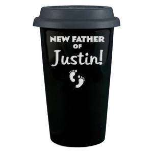   New Father Personalized Porcelain Coffee Cup with Lid: Home & Kitchen