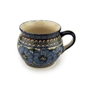 Polish Pottery Blue Art Bell Shaped Mug:  Kitchen & Dining