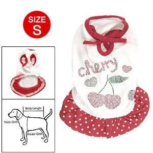   Como Dog Pet Cherry Print Keyhole Neck Red White Dress S: Pet Supplies
