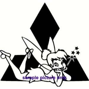  Tinkerbell On Mitsubishi Vinyl Decal Sticker  White Color 