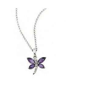  14K White Gold Amethyst And Diamond Necklace Sports 