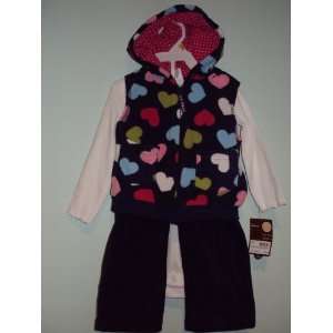 Carters Girls 3 piece Cotton/Polyester L/S Microfleece Hooded Vest 