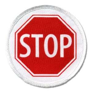  SERVICE DOG Red STOP SIGN Symbol 3 inch Round Sew on Patch 