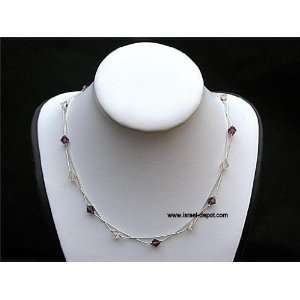   Amethyst Rosaline Crystal 925 Silver Chain Necklace 