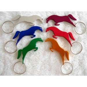  6 x Metal Mustang Horse Shape Bottle Openers with Keyring 