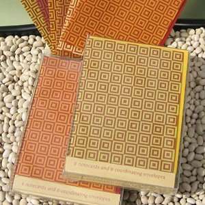  Warm Blocks Note Cards   Recycled Paper