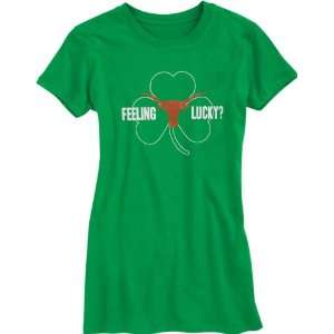   Longhorns Womens Kelly Green Feeling Lucky T Shirt
