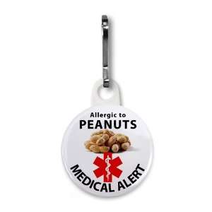 ALLERGIC TO PEANUTS Medical Alert 1 inch White Zipper Pull Charm
