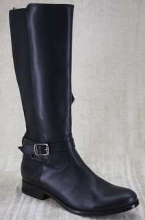 FRYE Melissa Button Tall stretch Goring Zip Black Leather Riding Boots 