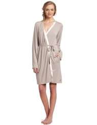 Calvin Klein Womens Essentials With Satin Long Sleeve Short Robe