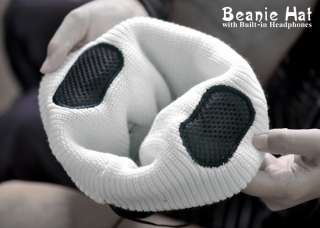 Winter Black Knit Beanie Hat With Audio Music Mp3 Headphones Earphone 