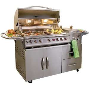 40 Inch 5 Burner Convection Propane Gas Grill With Single Side Burner 