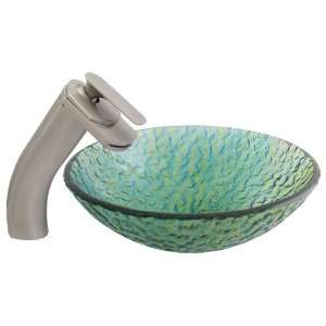  Bathroom Glass Vessel Sink and Brushed Nickel Cobra Faucet Combo: Home