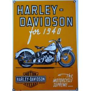 Harley Davidson 1940 Orange Sign: Everything Else