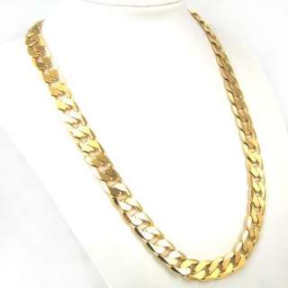 24K YELLOW GOLD FILLED MENS NECKLACE 24CURB CHAINS 106g GF JEWELRY 