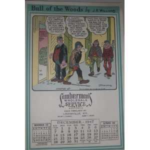 December 1947 Lumbermens Shop Cartoon Calendar, Artist J R Williams 