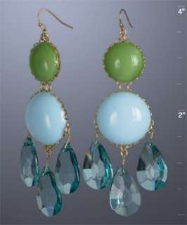 David Aubrey blue resin cabochon drop chandelier earrings  BLUEFLY up 