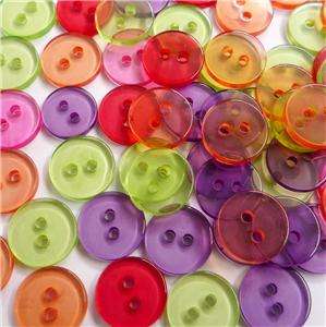 50 pcs red/green/ transparent plastic button lots Ø11mm  