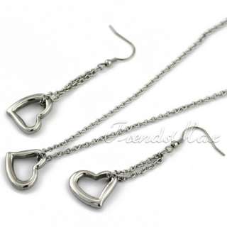 Silver/Gold Heart Stainless Steel Necklace Earrings SET  