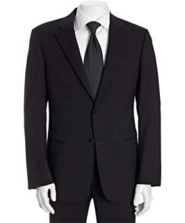 Armani Collezioni navy wool 2 button suit with flat front pants