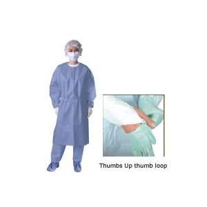 Thumb loop polyethylene coated open back isolation over the head gowns 