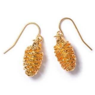  Real Pine Cone Post Earrings   Gold: Jewelry