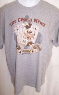 NEW DISNEY MICKEY MOUSE Gray Playing Cards LIVE LIKE A KING Tee T 