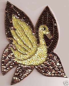 Nice Big COPPER & YELLOW Sparkling SWAN Sequins & Seed Beads Sew On 