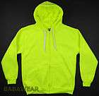 Hill Sports High Visibility Neon Green Plain Zipper Hoodie Safety 