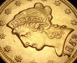 1853 $2 1/2 Liberty Head Gold Coin Quarter Eagle BU MS!  