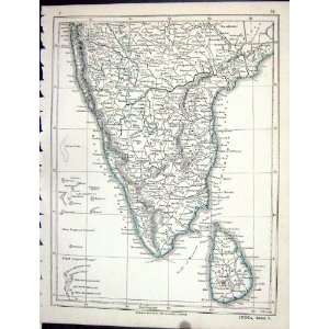   Antique Map 1853 India Ceylon Maldive Island Mysore: Home & Kitchen