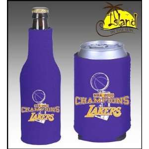  (2) LOS ANGELES LAKERS 2010 CHAMPS CAN & BOTTLE KOOZIE 