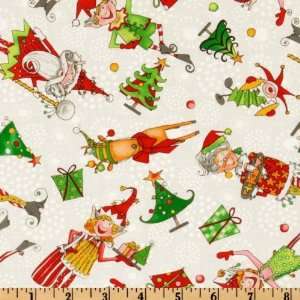  Razzle Dazzle Elf Toss White Fabric By The Yard Arts, Crafts & Sewing