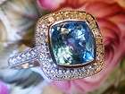 Tiffany Legacy Style Blue Topaz Genuine Diamond Ring 14