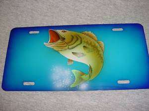 BASS FISH FISHING Airbrushed CAR TAG AUTO LICENSE PLATE  
