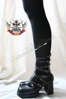 Gothic Mourn Punk Lolita 8 Strap Buckle 3 Heel Boot  