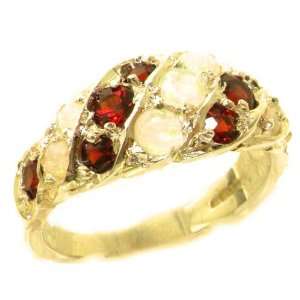 Luxury Ladies Solid Yellow Gold Natural Fiery Opal & Vibrant Garnet 