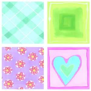 Purple Hearts Squares Wall Decals Stickers 