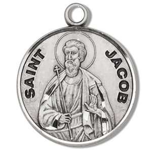   Silver Patron Saint St Jacob Catholic Religious Medal Pendant: Jewelry