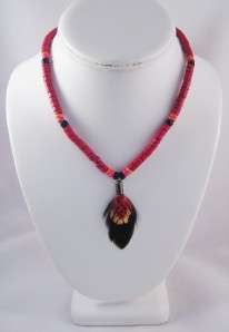12 New Necklaces With Red Feather Pendant #N1090  