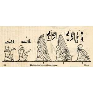  Ancient Egyptian Musical Instruments Hieroglyphics Musicians Harp 