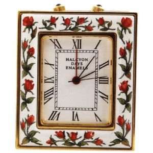   Halcyon Days Enamels Clocks Red Rose Desl Alarm Clock: Home & Kitchen