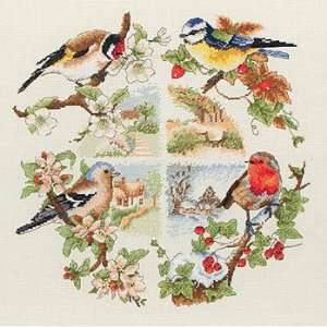  Birds and Seasons   Cross Stitch Kit: Arts, Crafts 