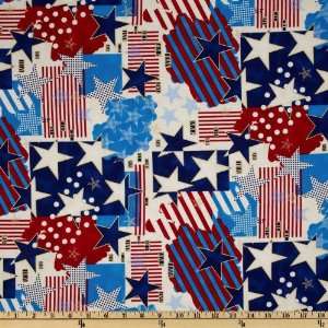  44 Wide Celebrate Patriotic Stars/Stripes Ivory Fabric 