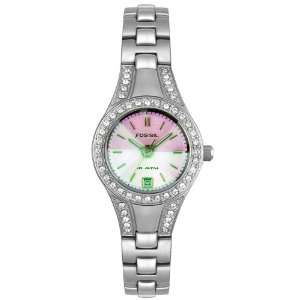  Fossil Womens AM4026 Dress Pink Dial Stainless Steel 
