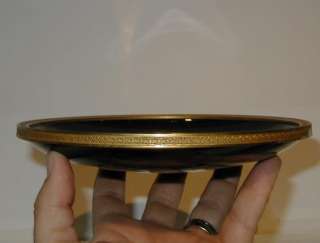 Antique Moser Black Amethyst Glass Gilt Bronze Tray NR  